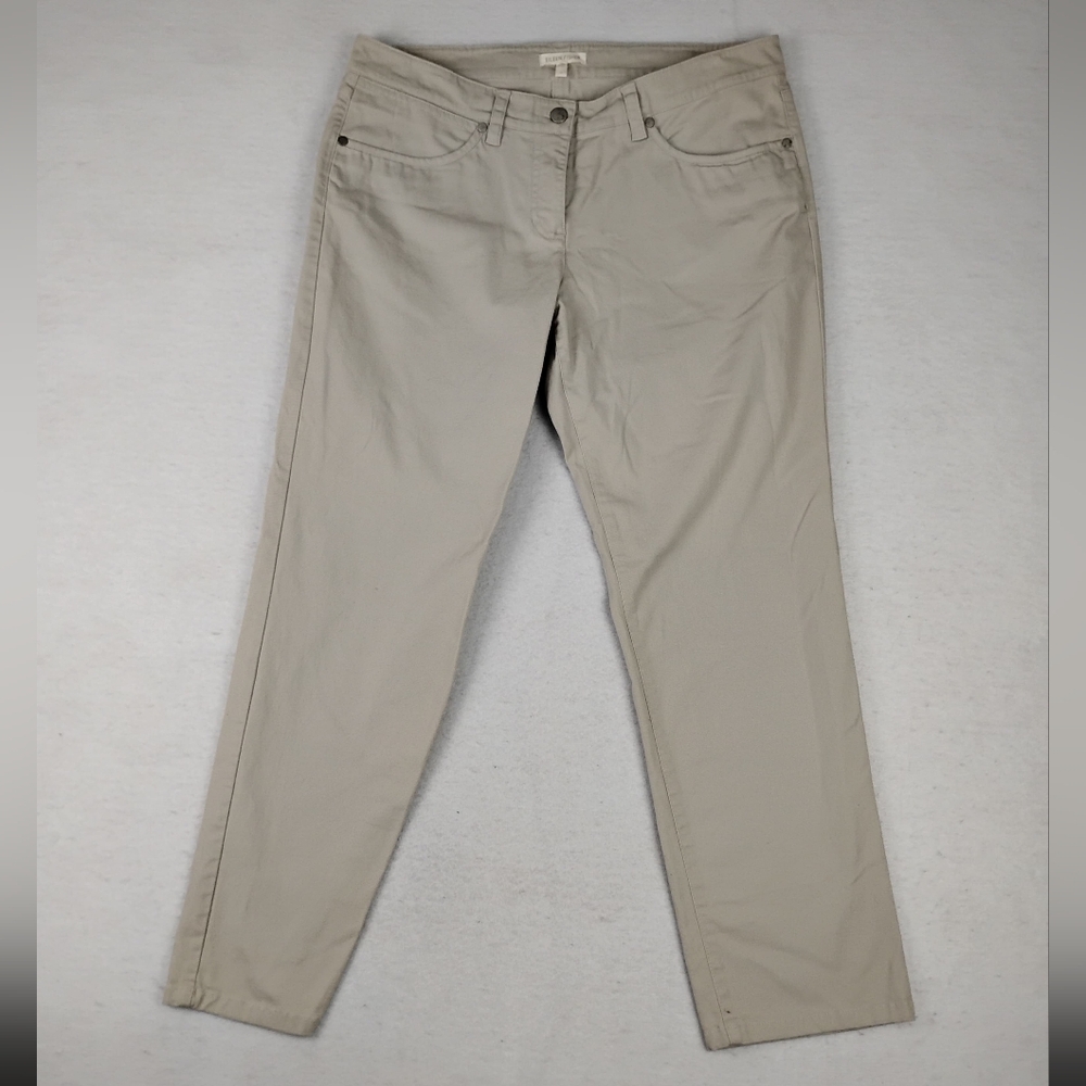 Eileen Fisher Cotton Pants In Beige Size Women's Medium - Picture 2 of 6